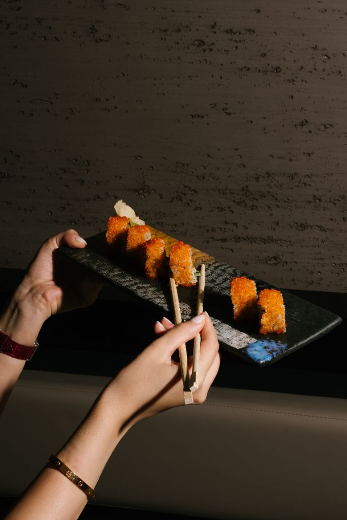 Customer enjoying sushi